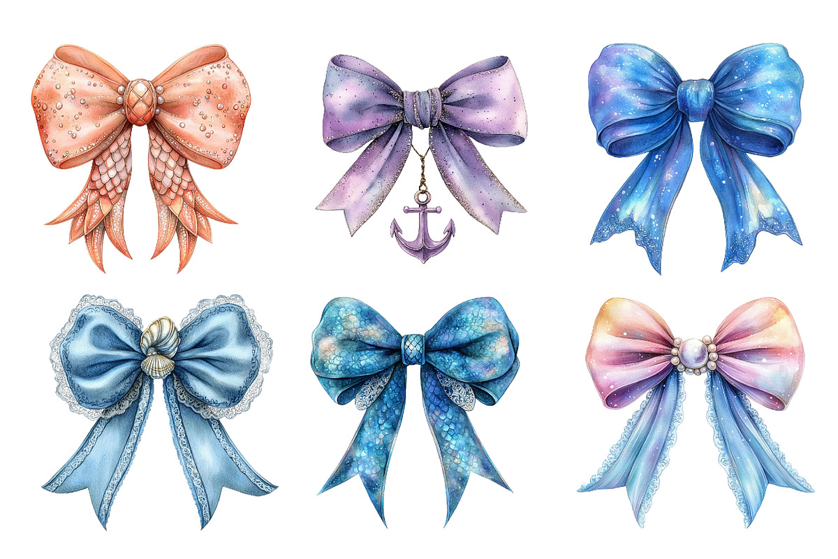 Mermaidcore Coquette Bow PNG, an Illustration by SinaCreation (Photo 2 of 5)
