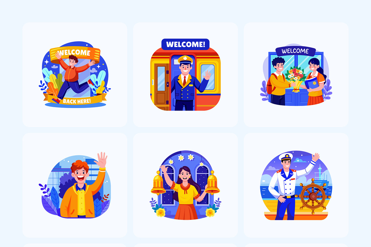 Welcome Illustration Art Set, a Person Illustration by Vectors Market (Photo 8 of 9)