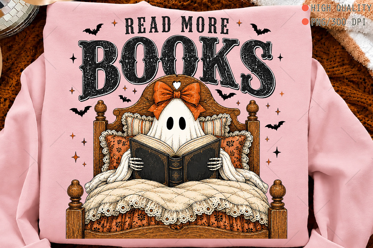 Ghost Reading Book Halloween PNG, a Seasonal Illustration by OK Design (Photo 4 of 5)