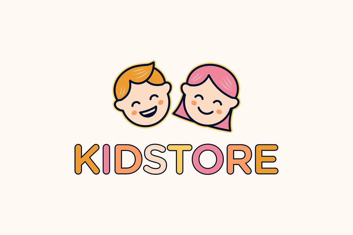 Boy Girl Kids Cartoon Face Logo, a Branding & Logo Template by ika trisiana