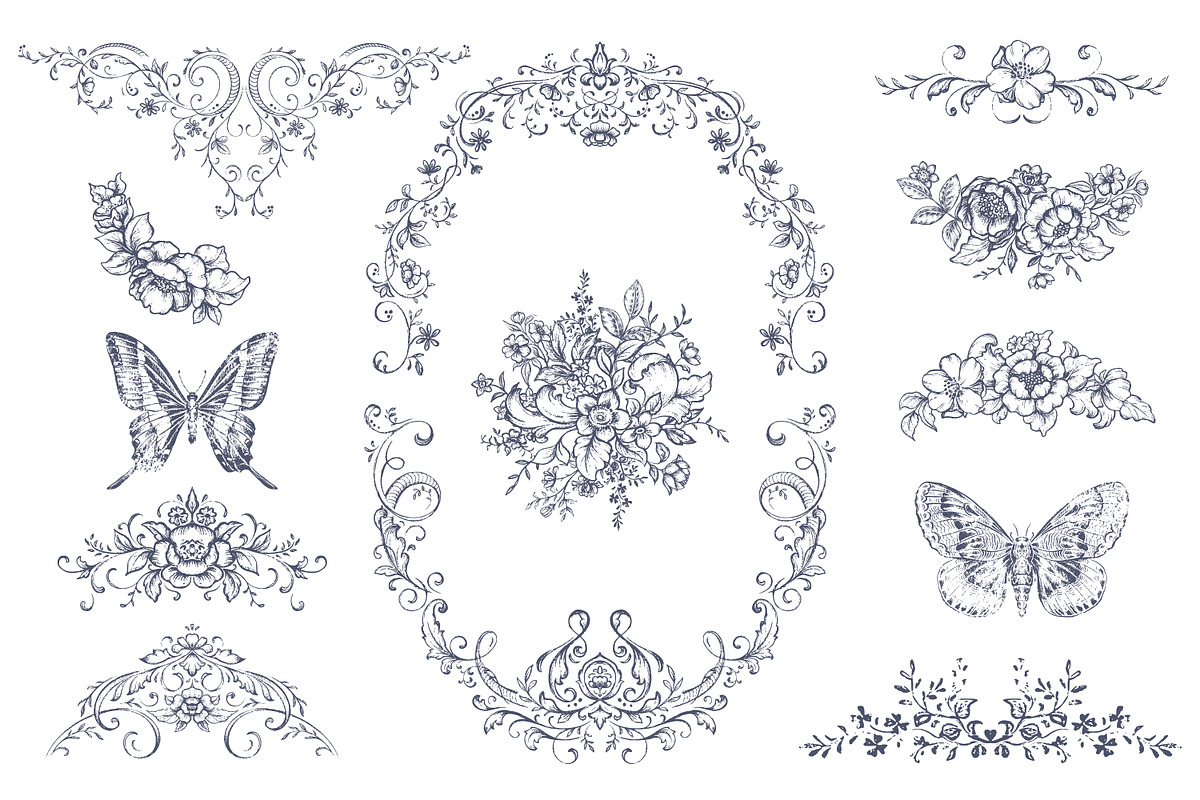 Vintage Vector Frames & Borders, a Decorative Illustration by Molly art (Photo 3 of 9)
