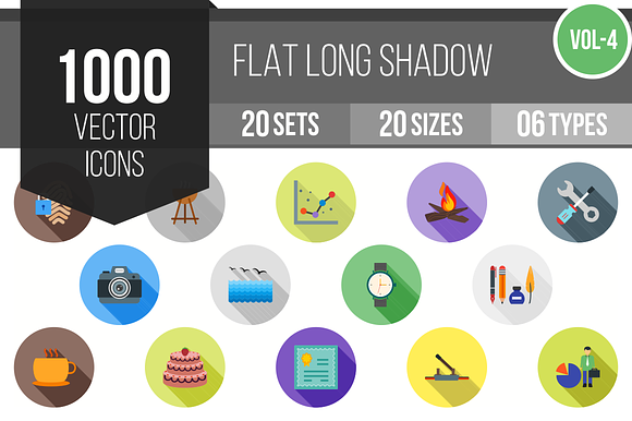 1000 Flat Shadowed Icons (V4) preview 4