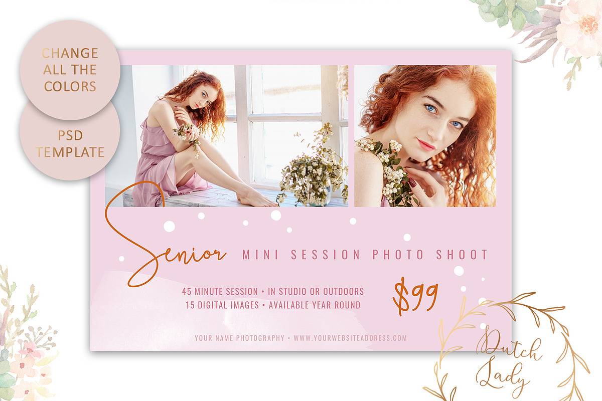 PSD Photo Session Card Template #32, a Card Template by The Dutch Lady ...