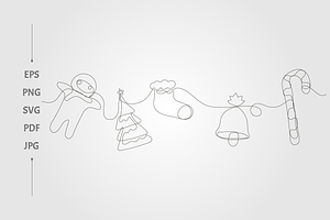 Christmas and gingerbread line art