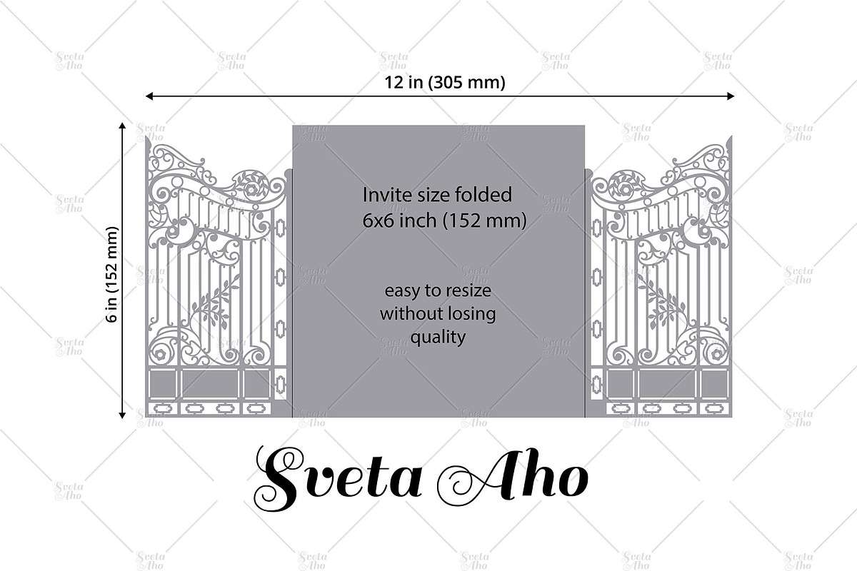 Square Gate Fold Wedding Invitation, an Invitation Template by Sveta Aho (Photo 2 of 2)