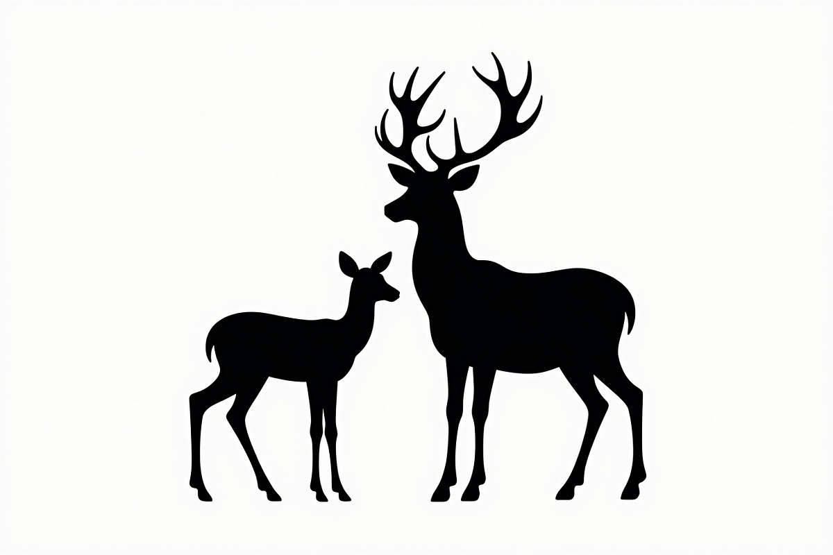 Majestic Deer Forest Silhouettes, an Illustration by hafijul (Photo 6 of 7)