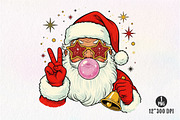 Retro Santa Blowing Bubble PNG, an Illustration by Dream Creation (Thumbnail 1 of 4)