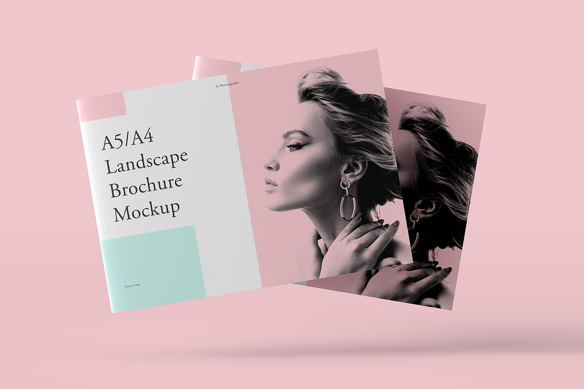 5 A4 Landscape Brochure Mockup, a Books & Magazine Mockup by Illusiongraphic (Photo 13 of 25)