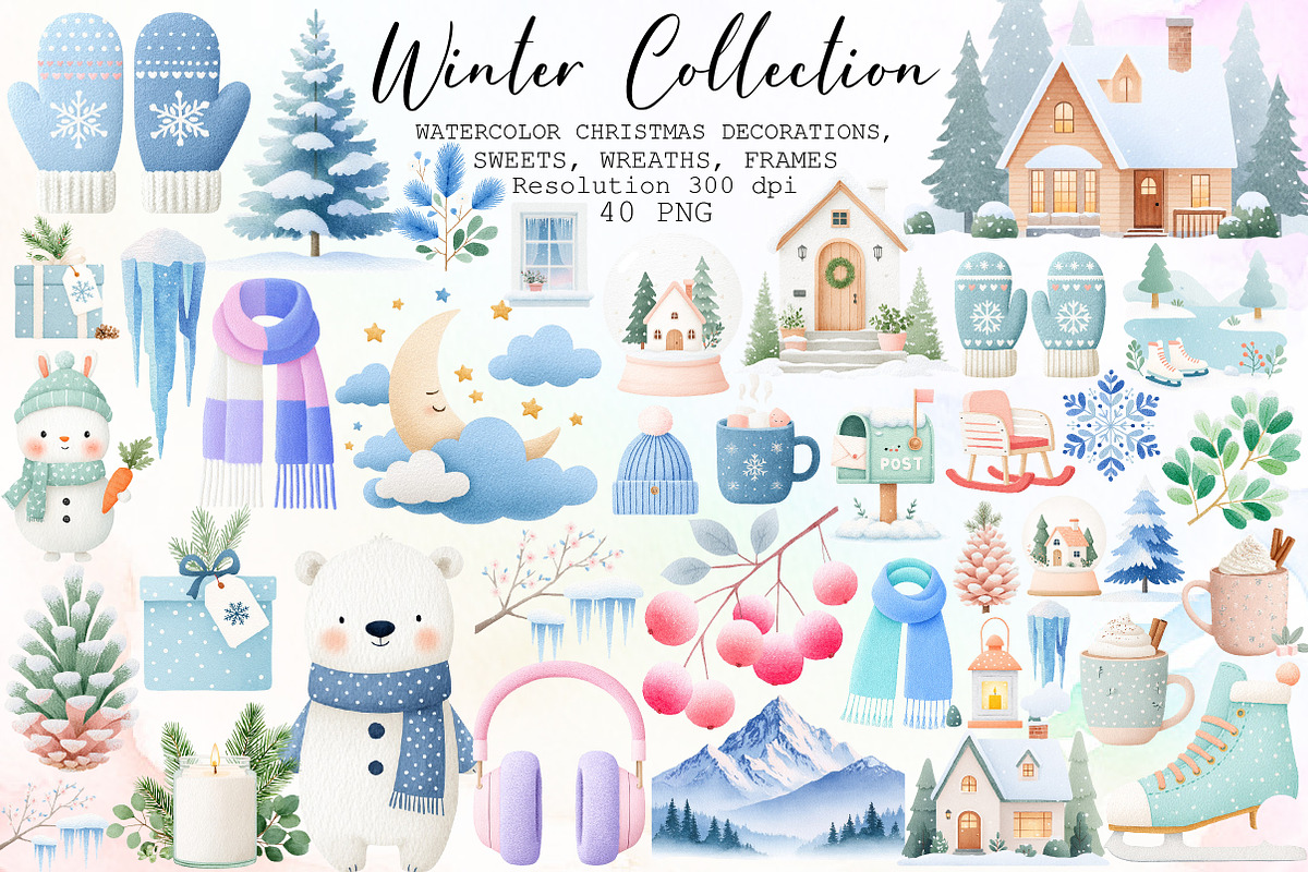 Watercolor Winter Clipart Collection, an Illustration by Sublimation Artist (Photo 1 of 6)