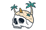 Vintage Beach Skull Illustration, an Object Illustration by Decoconio Design (Thumbnail 2 of 3)
