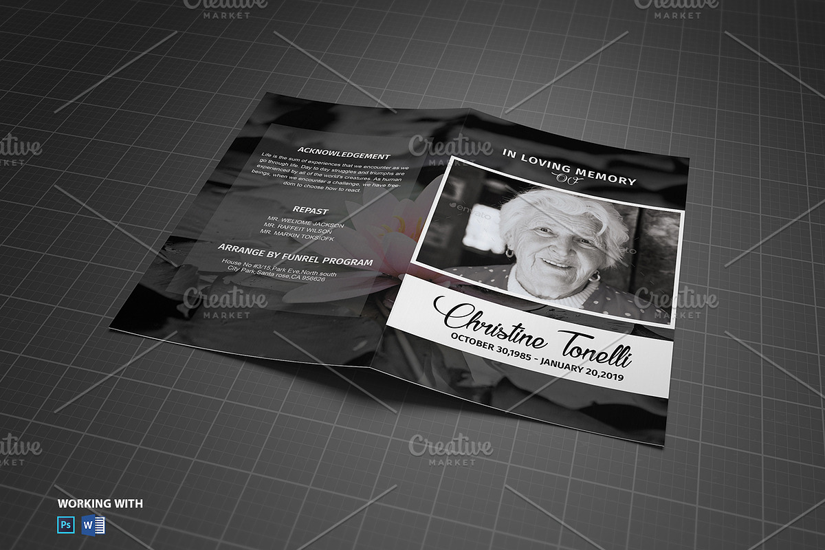Funeral Program Template Black White, a Brochure Template by Madhabi Studio (Photo 3 of 5)