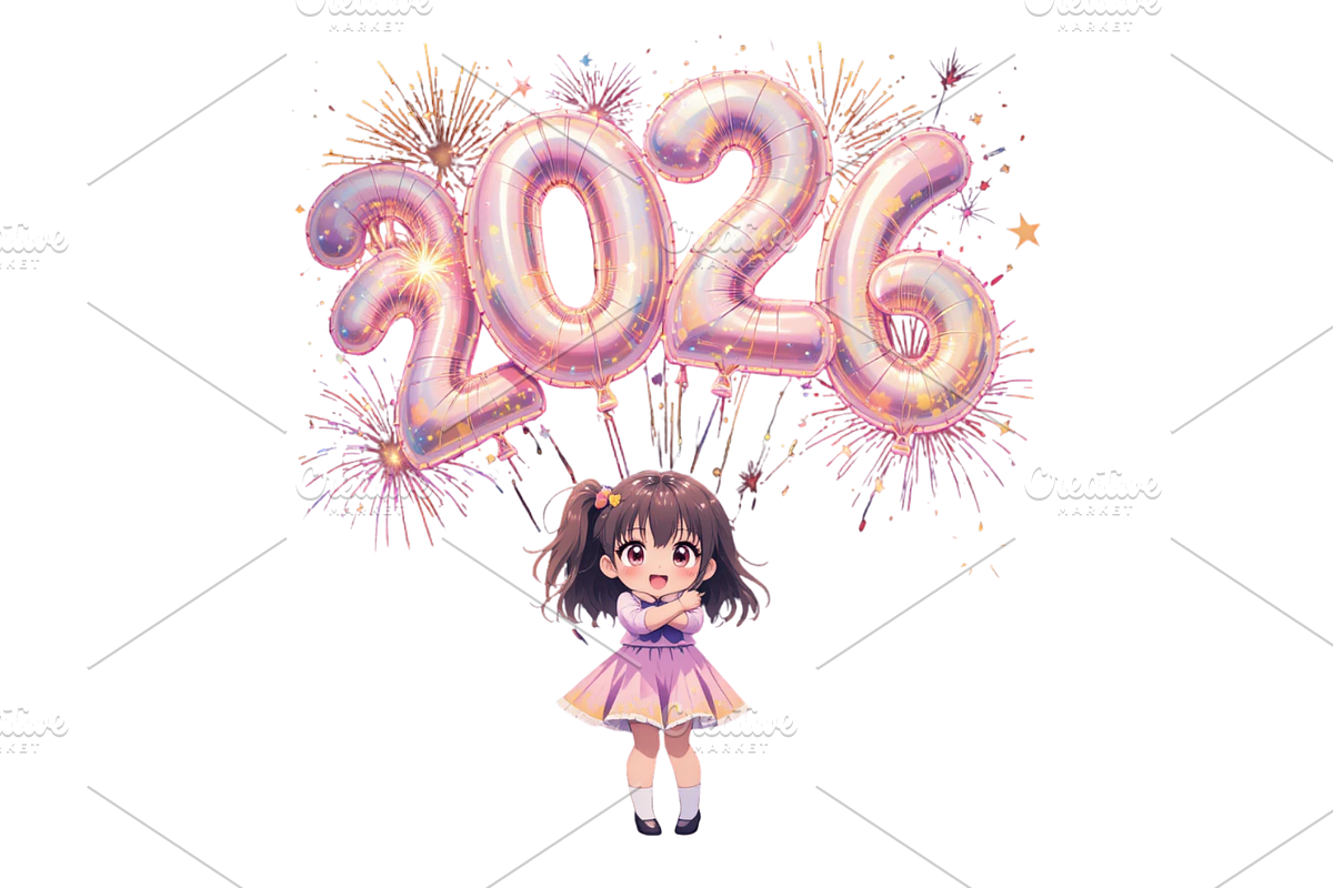 Girl Happy New Year Clipart, a Decorative Illustration by Creative design (Photo 4 of 7)