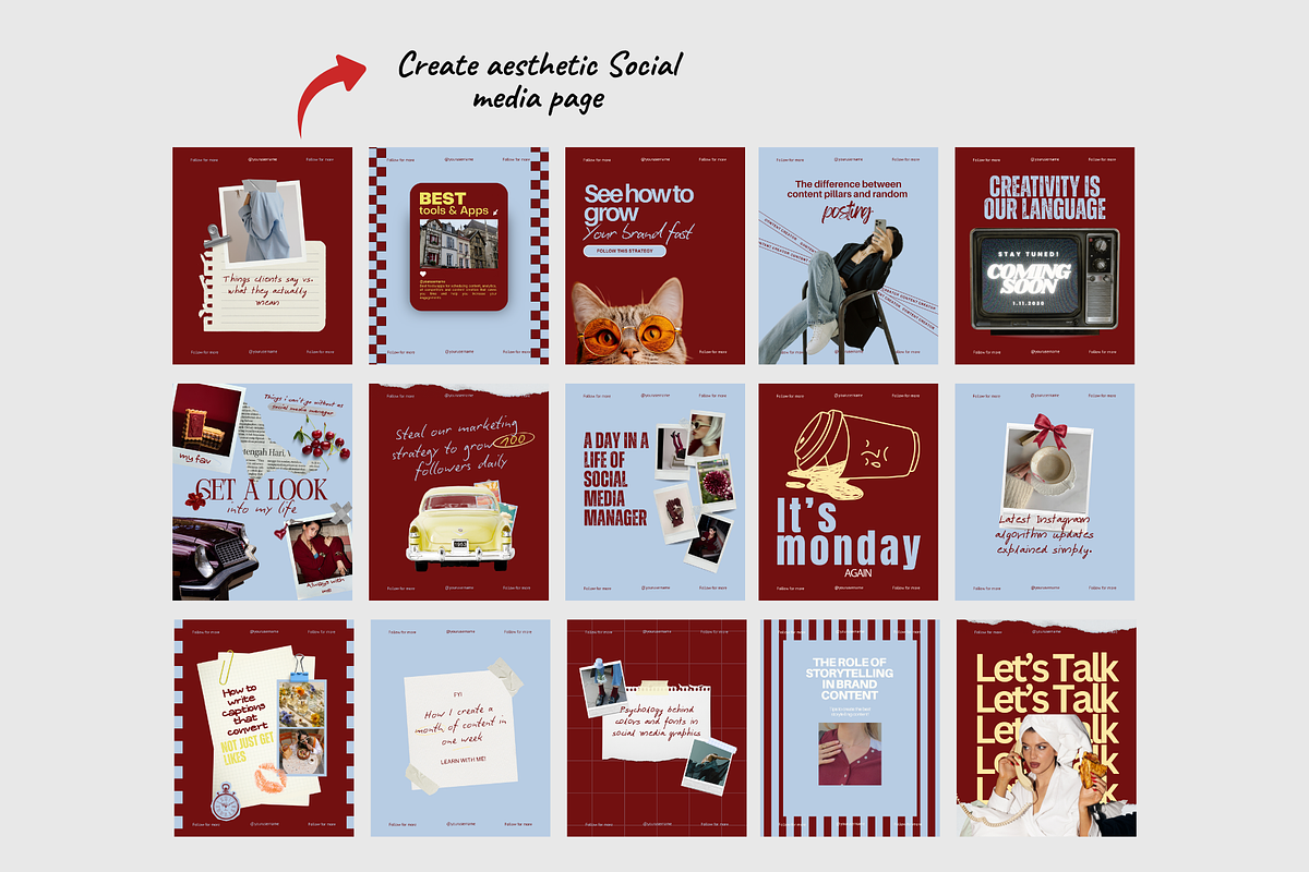 Burgundy Light Blue Viral Instagram, a Social Media Template by CreativeTempHub (Photo 3 of 8)
