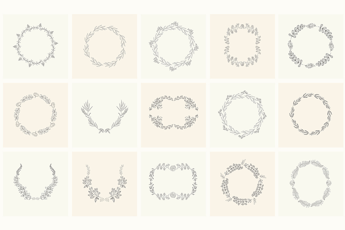 Hand Drawn Floral Elements. Frames, a Seasonal Illustration by Designwork (Photo 14 of 22)