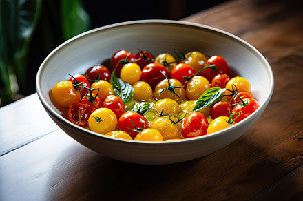 Bowl of yellow and red cherry tomato, a Photo by Iftikhar Alam