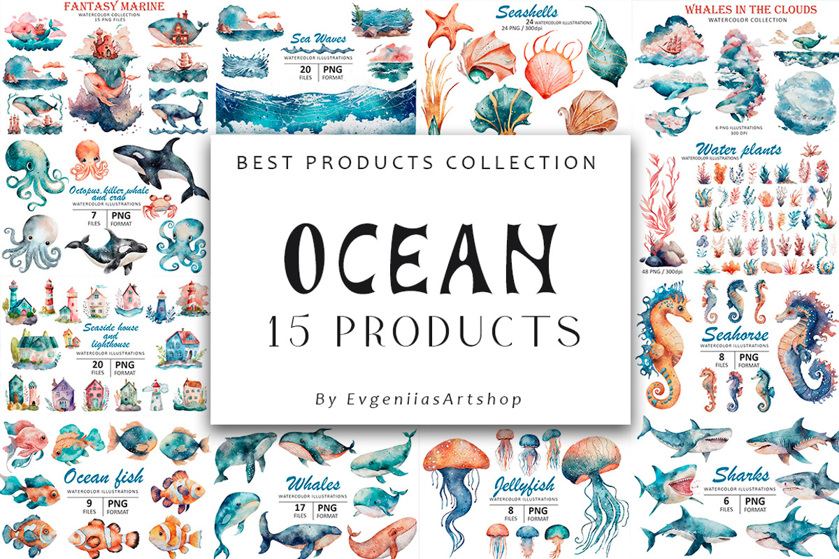 OCEAN BUNDLE, an Animal Illustration by Evgeniia (Photo 1 of 16)