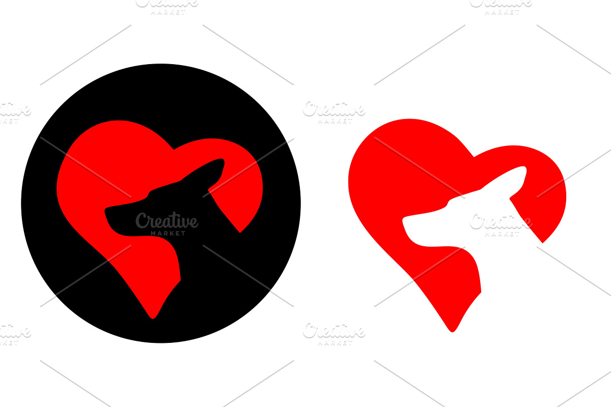 Dog on background heart. Vector, an Object Illustration by MoreVector