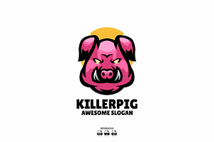 pig head mascot logo design, a Design Template by LOGTURNAL