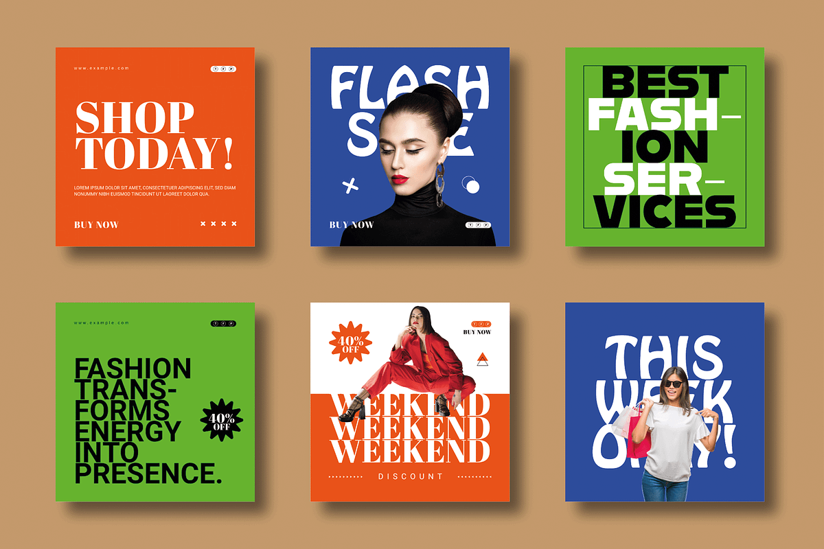 Colorful Fashion Social Media Post, a Social Media Template by MightyDesign (Photo 1 of 8)