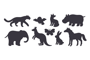 Silhouettes of cartoon animals. Wild, an Animal Illustration by Vectorbuum