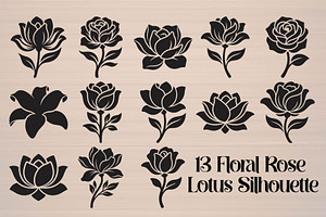 Floral Rose Lotus Silhouette