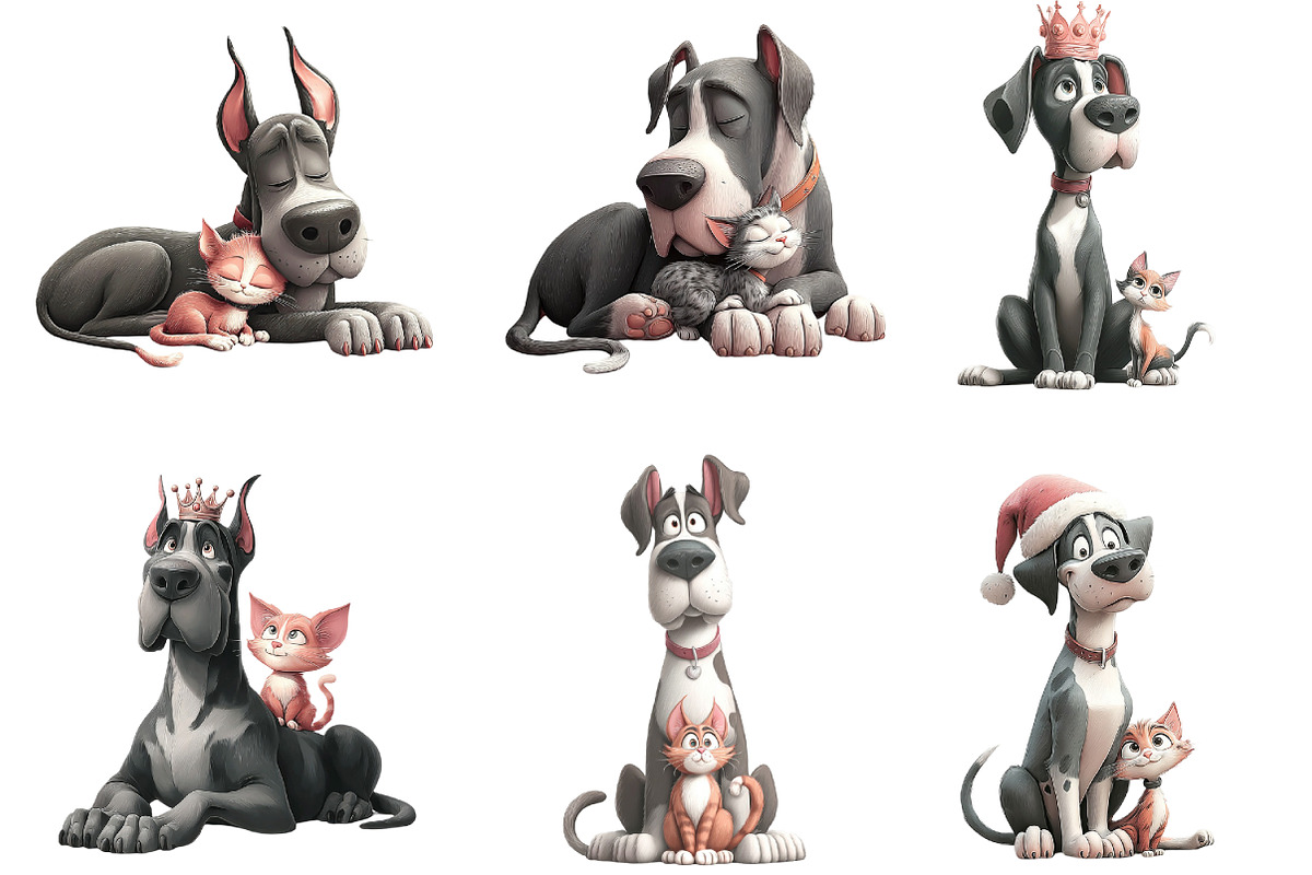 Great Danes with Kittens Clipart, an Illustration by DreamArtGraphic (Photo 7 of 7)