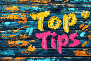 Colorful Painted Top Tips Text On Wooden Background