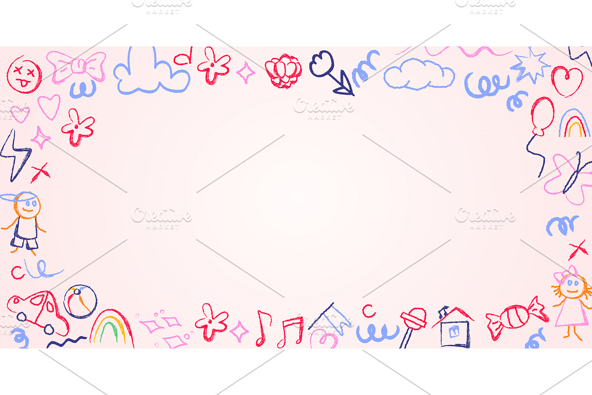 Crayon doodle frame for school, an Illustration by art PVP - market