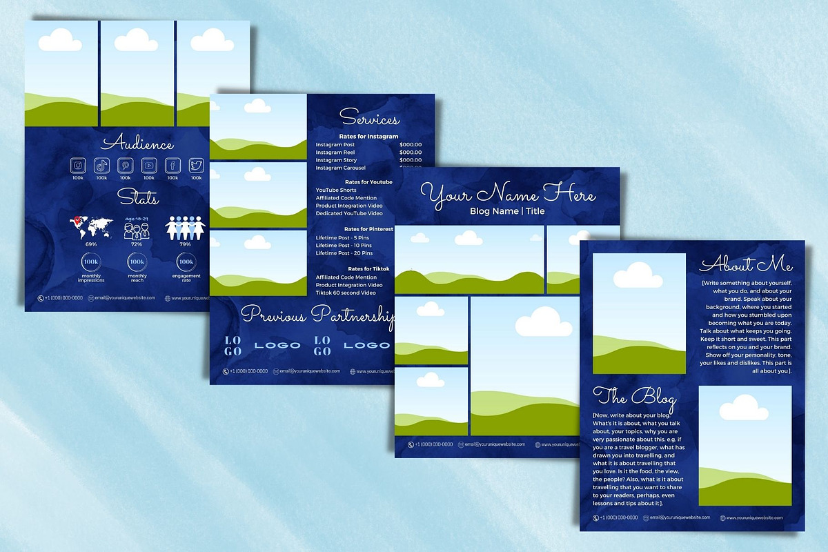 Four Page Media Kit in Navy Blue, a Templates & Theme by ProductiveandFree (Photo 13 of 14)