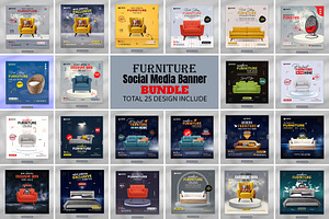 Furniture Social Media Banner Design, a Marketing Template by Photoshop Action