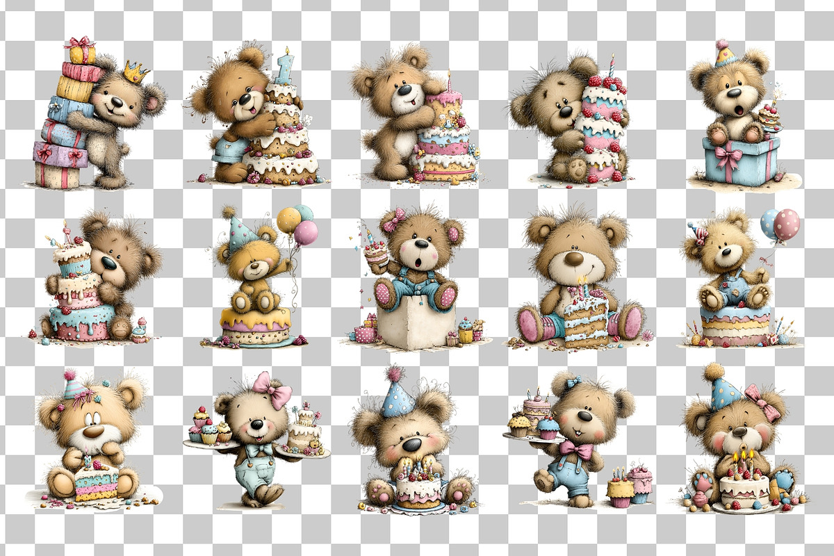 Birthday Bear PNG Clipart Watercolor, an Animal Illustration by Nicolle's Colorful Art (Photo 3 of 3)