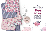 Pink & Indigo Roses Seamless Pattern, a Pattern Graphic by DrawStudio1988 (Thumbnail 2 of 8)