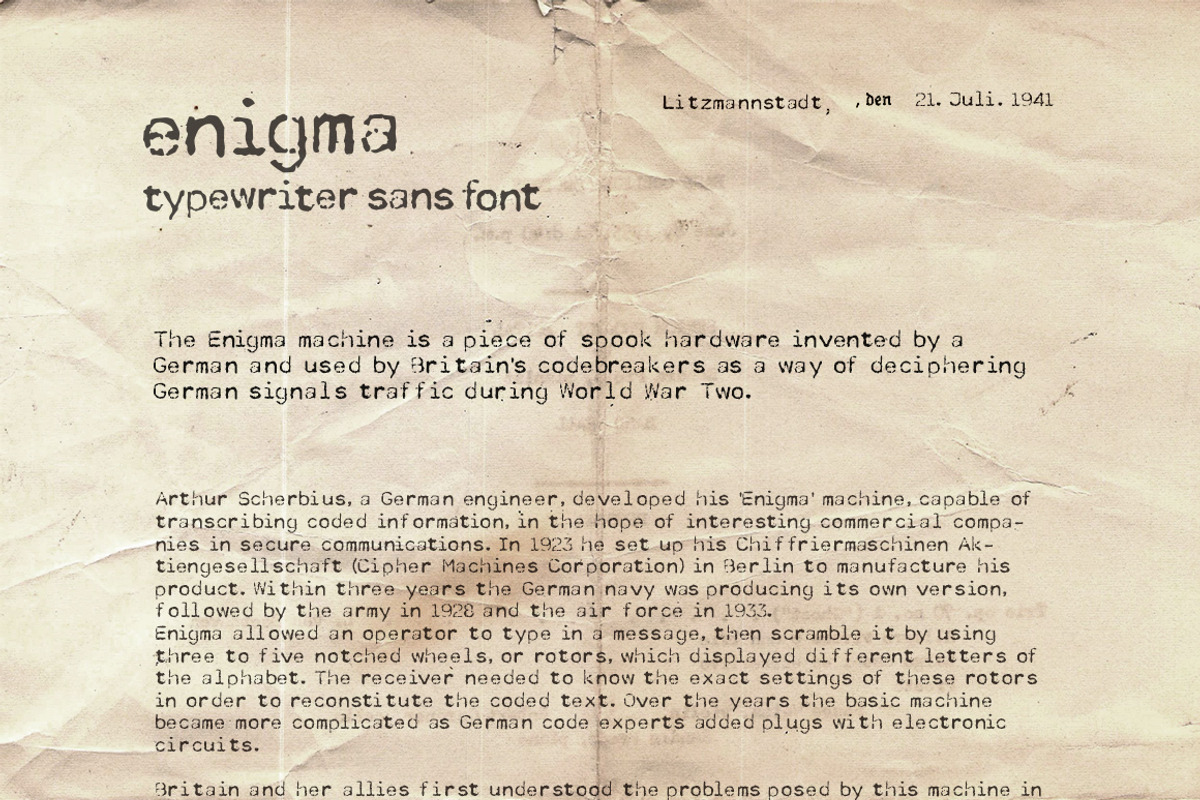 Enigma Typewriter Sans Font preview 3