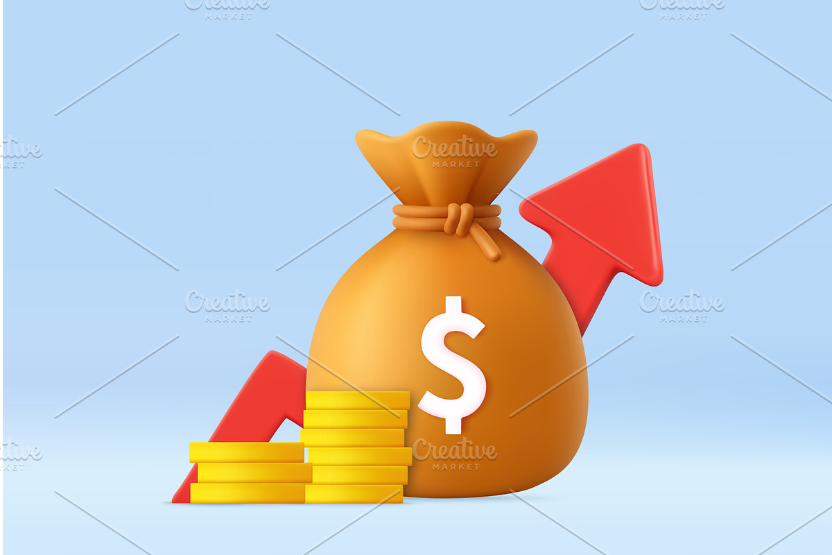 3D financial growth concept with, a Finance Illustration by ModVector