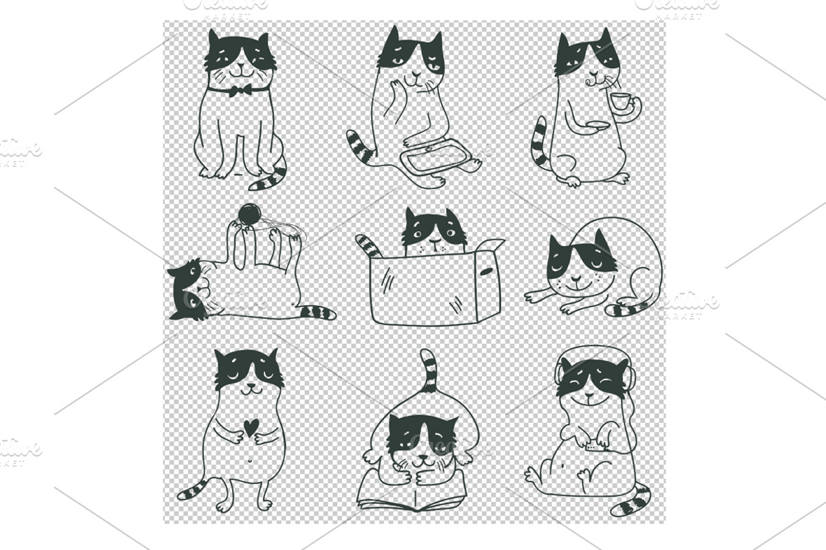 9 funny cats, an Animal Illustration by Anna Guz's Store (Photo 3 of 3)