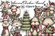 Whimsical Christmas Animals Clipart, an Illustration by Creative Art (Thumbnail 1 of 11)