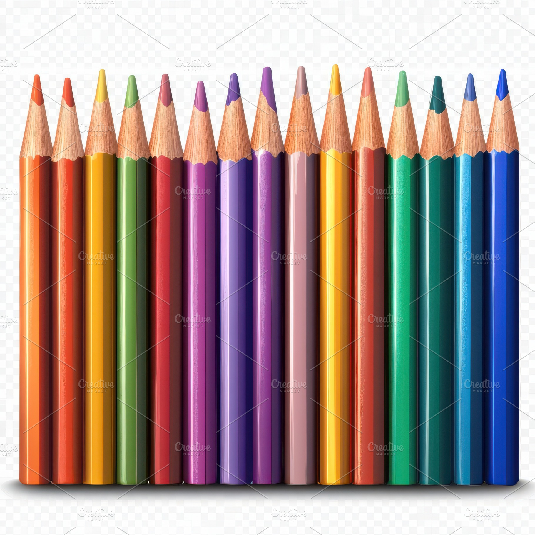 Colorful pencils border on a transpa, a Background Photo by Pixeness Studio