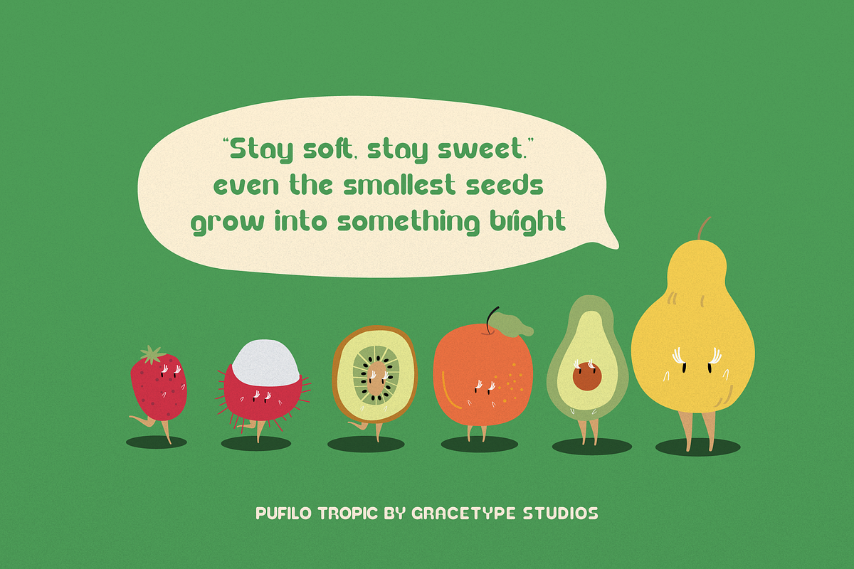 Pufilo Tropic | Rounded Playful Sans, a Sans Serif Font by gracetype_studio (Photo 7 of 12)