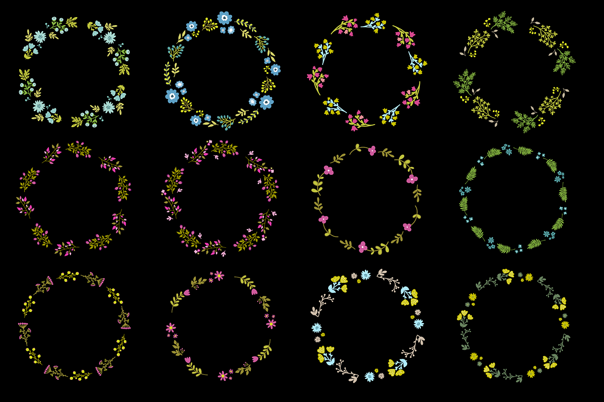 Floral vector AI wreaths and brushes, an Object Graphic by bigmomentsdesign (Photo 8 of 11)