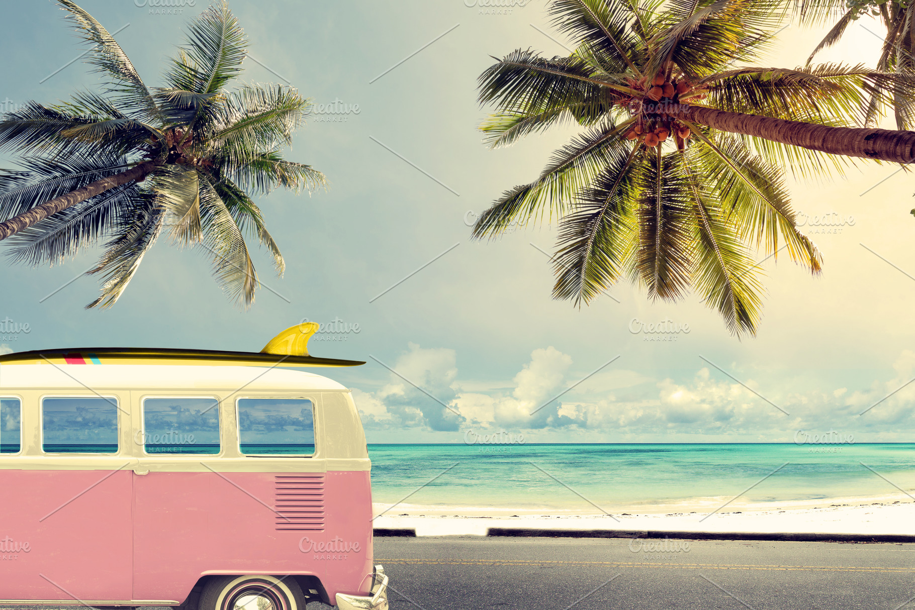 Car on the beach with a surfboard containing surfing, surf, and surfboard, a Holiday Photo by jakkapan