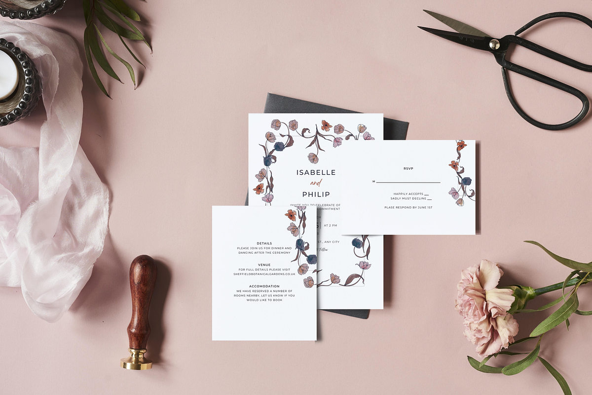 Vintage Botanical Wedding Invitation, an Invitation Template by ForeverPrint (Photo 1 of 6)