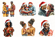 Black Family Christmas Eve Clipart, an Illustration by OK Design (Thumbnail 4 of 5)