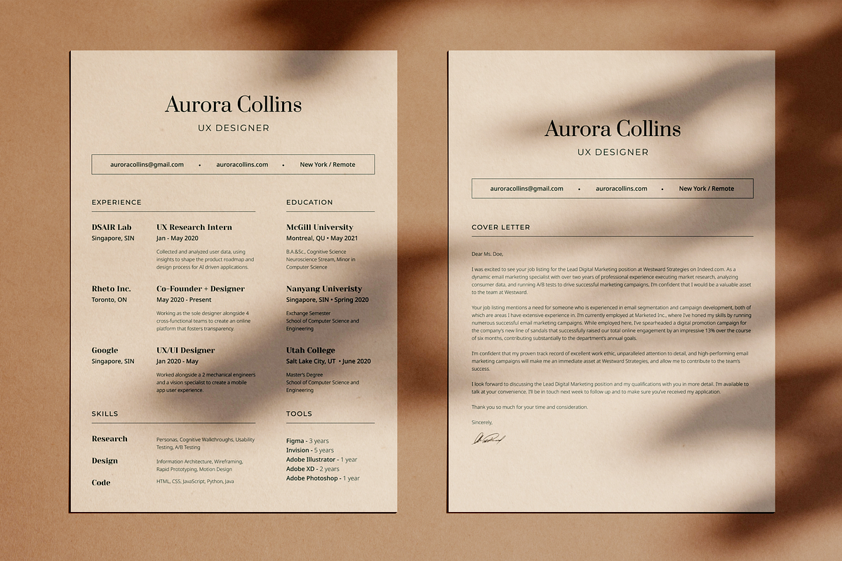 Aurora - Resume • CV • Cover Letter, a Resume Template by iosey (Photo 2 of 2)