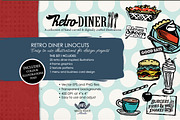 Retro Diner Linocuts, an Illustration by WhiteRiverStudio (Thumbnail 2 of 11)