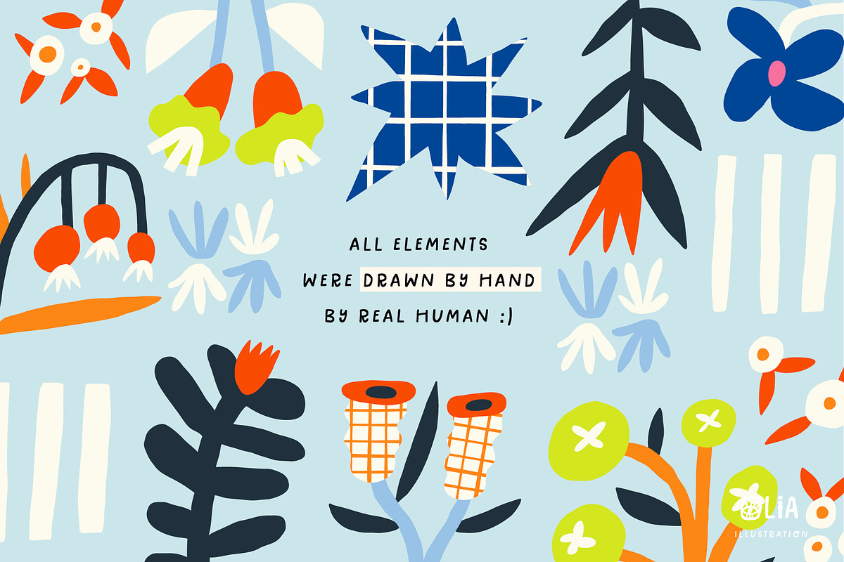 Bloom Blocks Naive Floral Clipart, a Decorative Illustration by Olia (Photo 12 of 25)