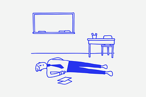 Exhausted Teacher Lying on Floor, a Person Illustration by Danil Polshin