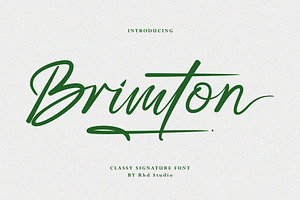 Brimton, a Script Font by StudioRhd