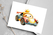 Watercolor Kawaii Race Car Clipart, an Illustration by Canvas Craft (Thumbnail 5 of 8)