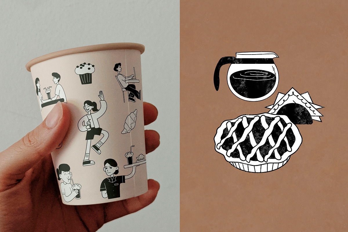 Café: Hand-Drawn People & Food, a Food Illustration by Schumacher Shop (Photo 5 of 14)