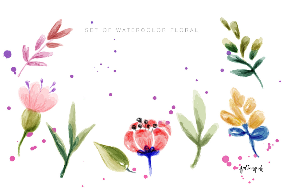 Set of Watercolor Floral, an Illustration by hellopop design (Photo 1 of 3)
